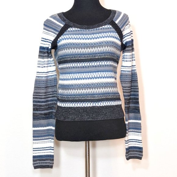 Free People Cropped Knit Long Sleeve Sweater SZ M - Picture 1 of 8